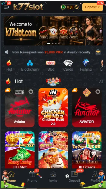 K77Slot Game APK Homepage