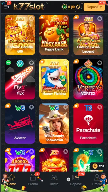 K77Slot Game APK Homepage