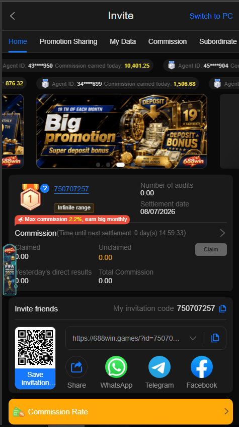 668Win Game APK Mobile Version Invitation Page