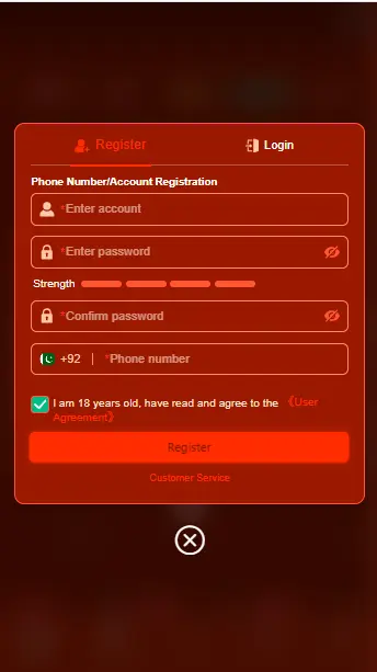 GGR678 Game APK Registration Page 
