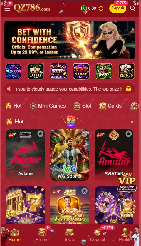 QZ786 Game APK Mobile Version Homepage