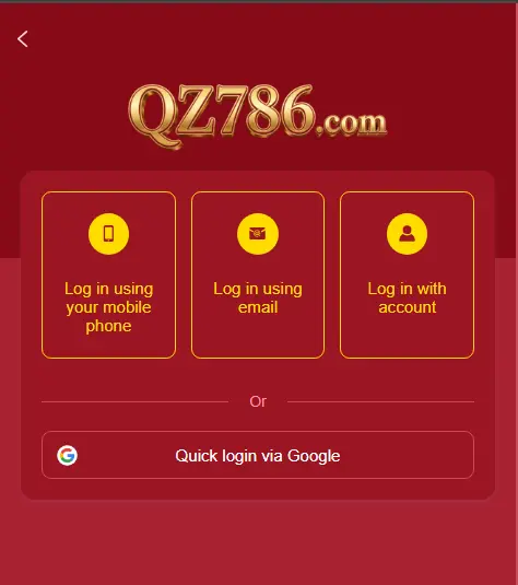 QZ786 Game APK Mobile Version Login Page